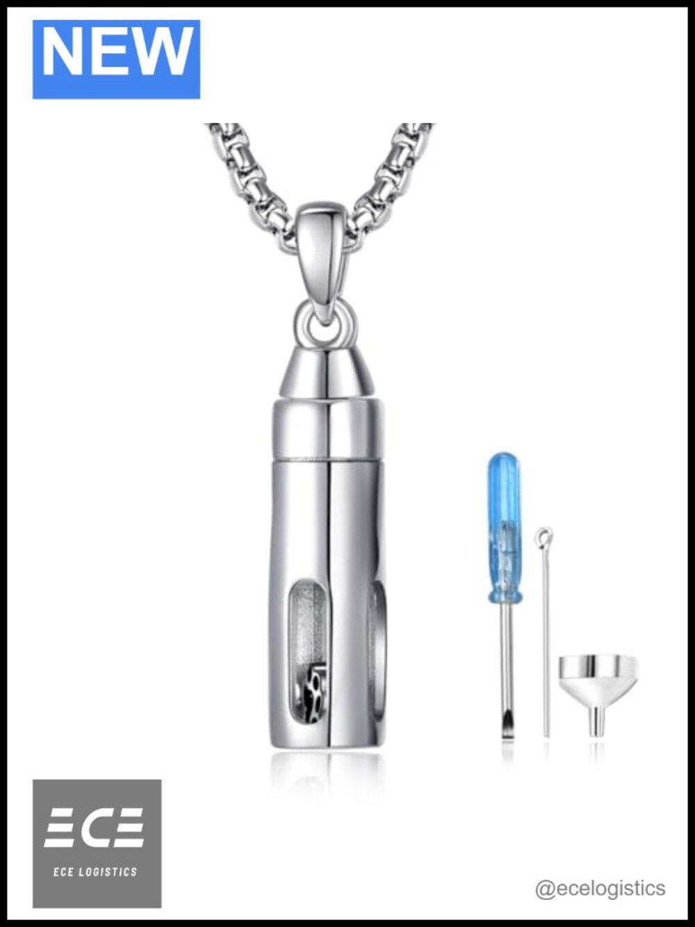 925 Sterling Silver Paw Cylinder Urn Necklace for Dog Ashes Memorial